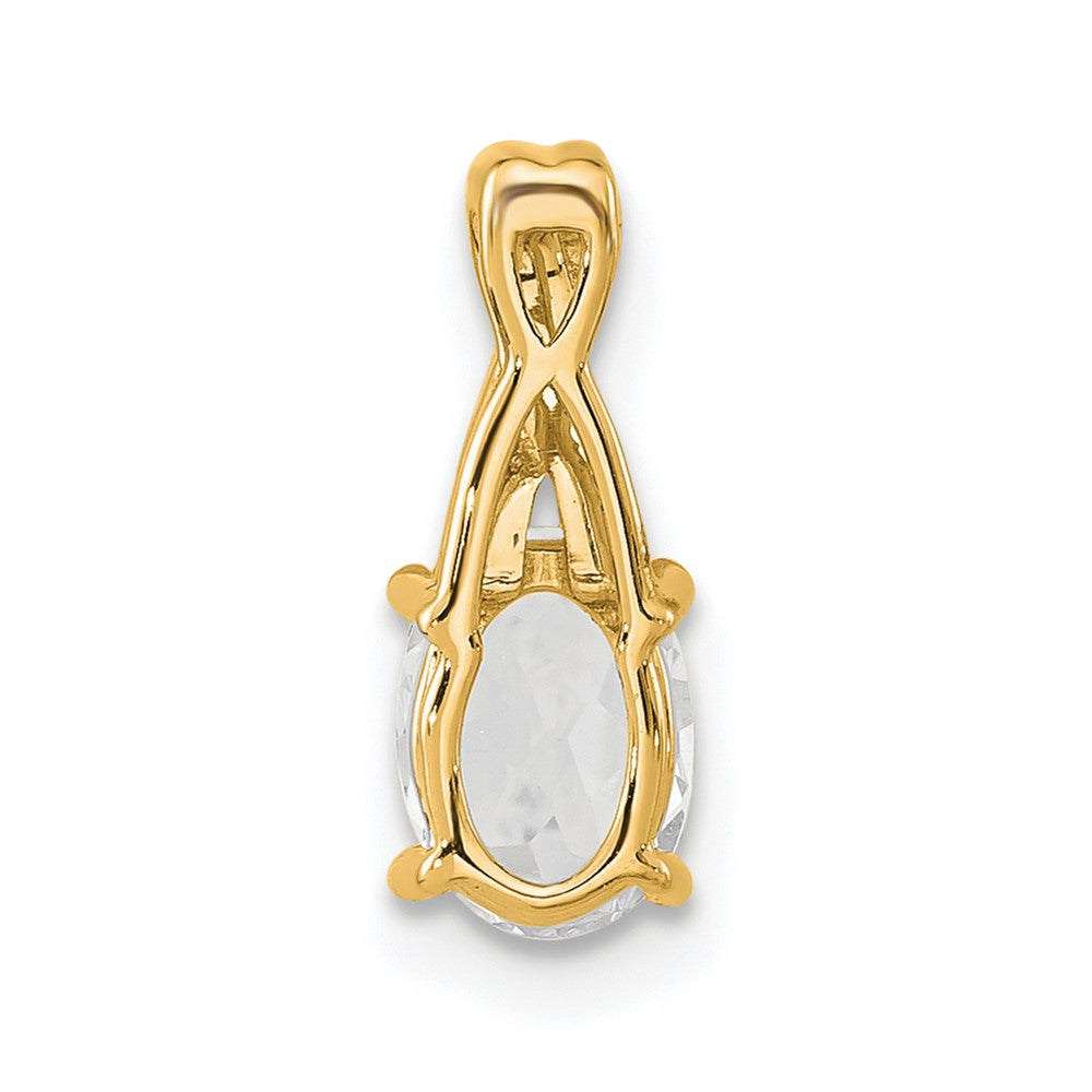 14K Oval White Topaz and Diamond Pendant