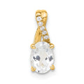 14K Oval White Topaz and Diamond Pendant