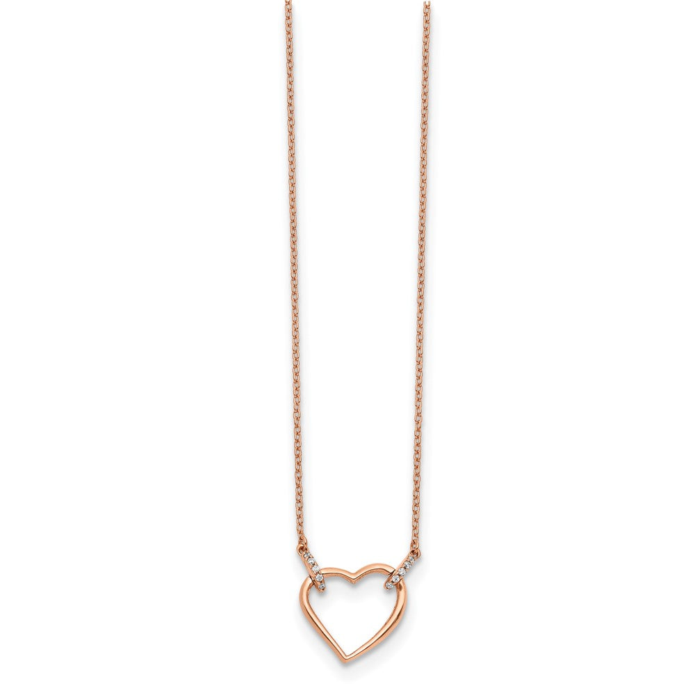 14k Rose Gold Diamond Heart Necklace