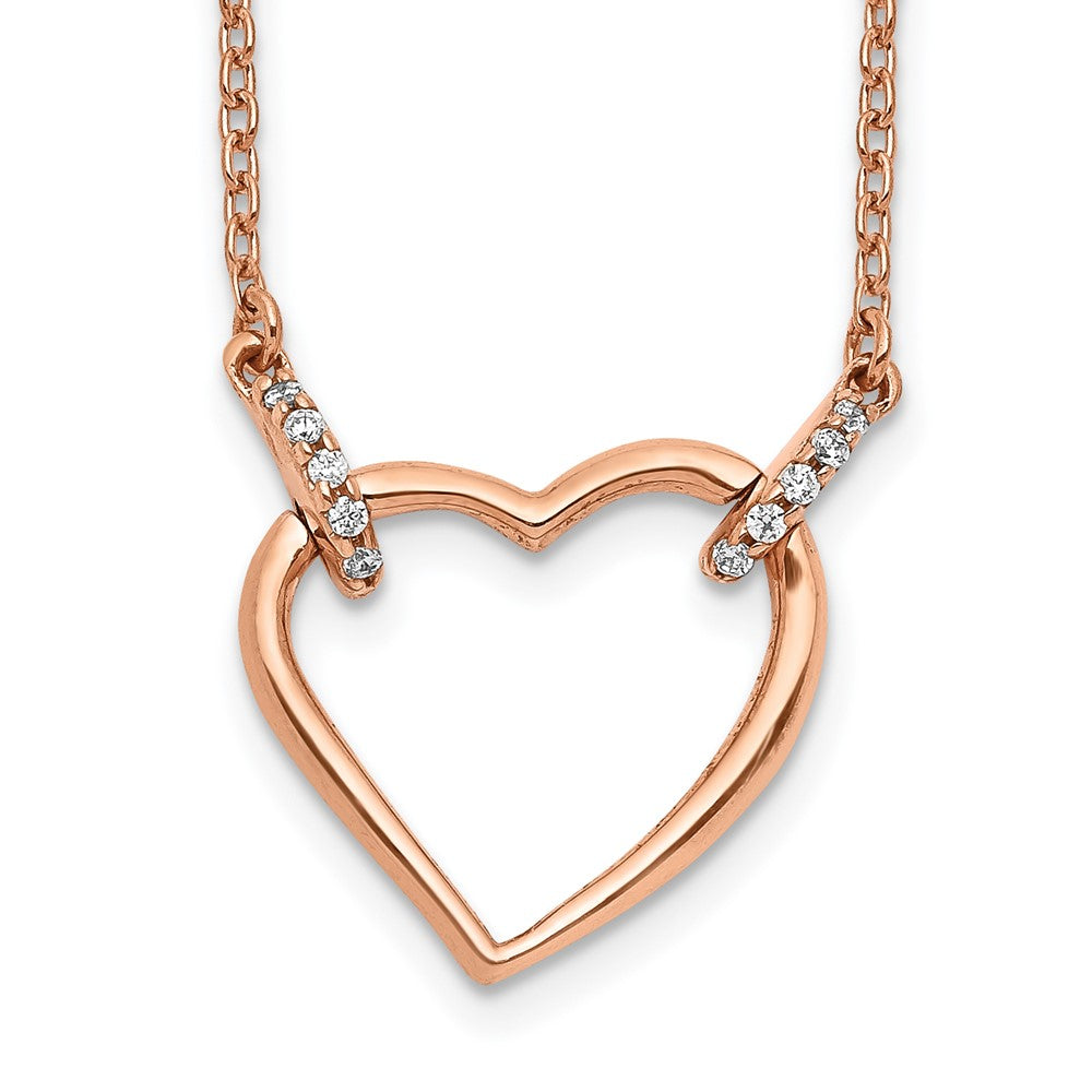 14k Rose Gold Diamond Heart Necklace