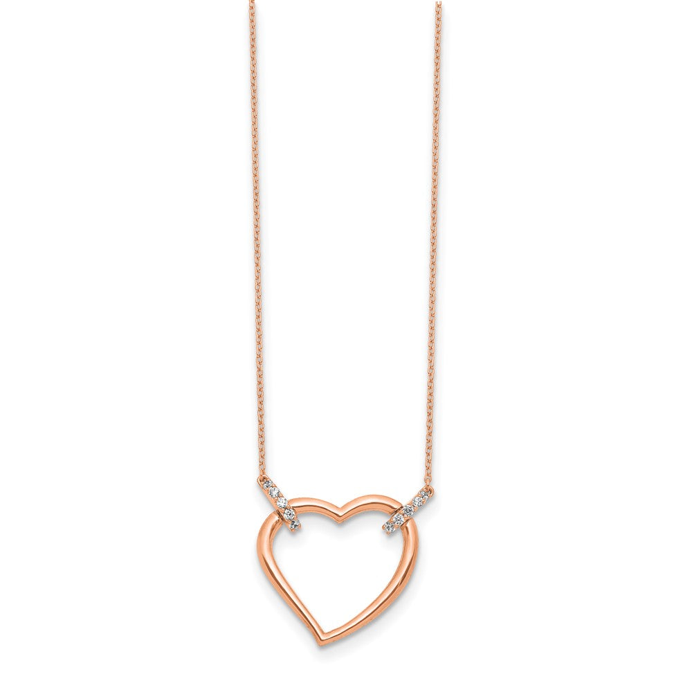 14k Rose Gold Diamond Heart Necklace