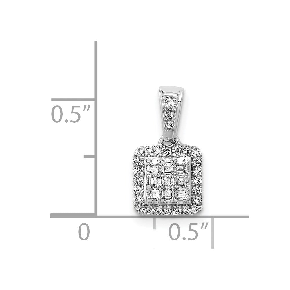 14k White Gold 1/4ct. Diamond Square Cluster Pendant