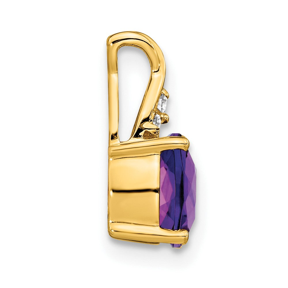 10k Checkerboard Amethyst and Diamond Pendant