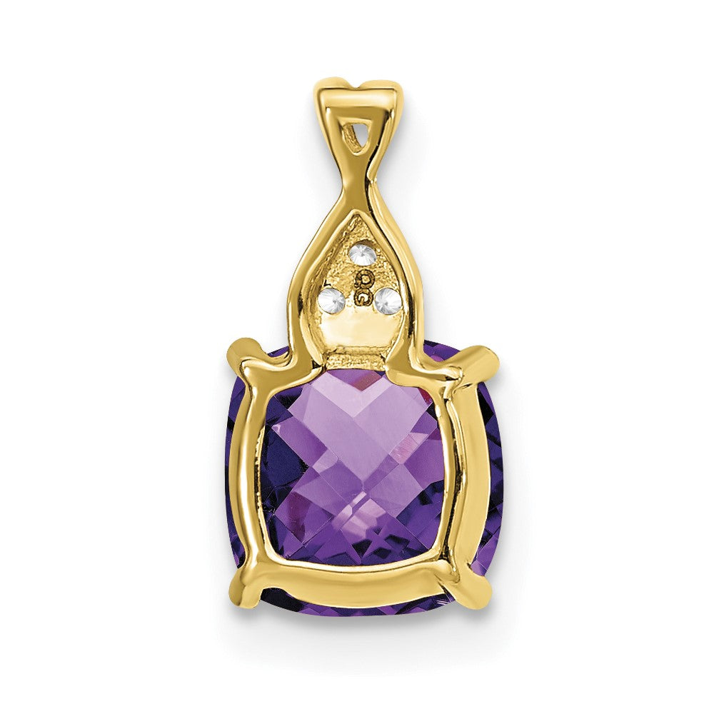 10k Checkerboard Amethyst and Diamond Pendant