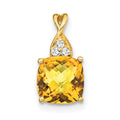 14k Checkerboard Citrine and Diamond Pendant