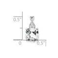 14K White Gold Checkerboard White Topaz and Diamond Pendant