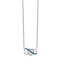 14k White Gold w/ Blue and White Diamond Triple Heart 17in Necklace