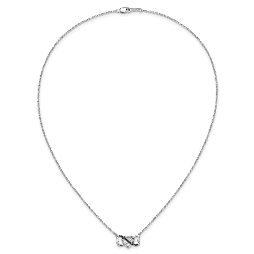 10k White Gold w/ Black and White Diamond Triple Heart 17in Necklace