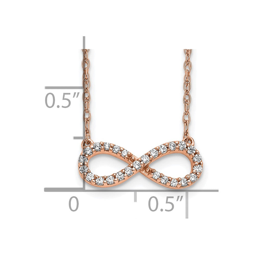 10k Rose Gold Polished Diamond Infinity Symbol 18 inch Necklace
