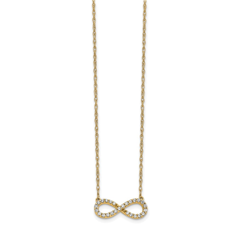 14K Yellow Gold Polished Diamond Infinity Symbol Necklace