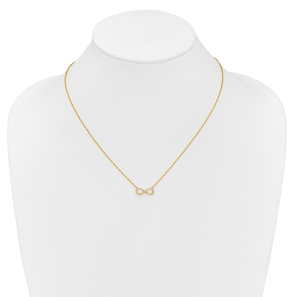 14K Yellow Gold Polished Diamond Infinity Symbol Necklace