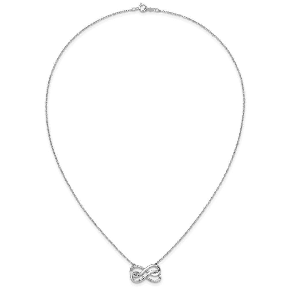 14k White Gold Diamond Double Infinity Symbol 18 inch Necklace