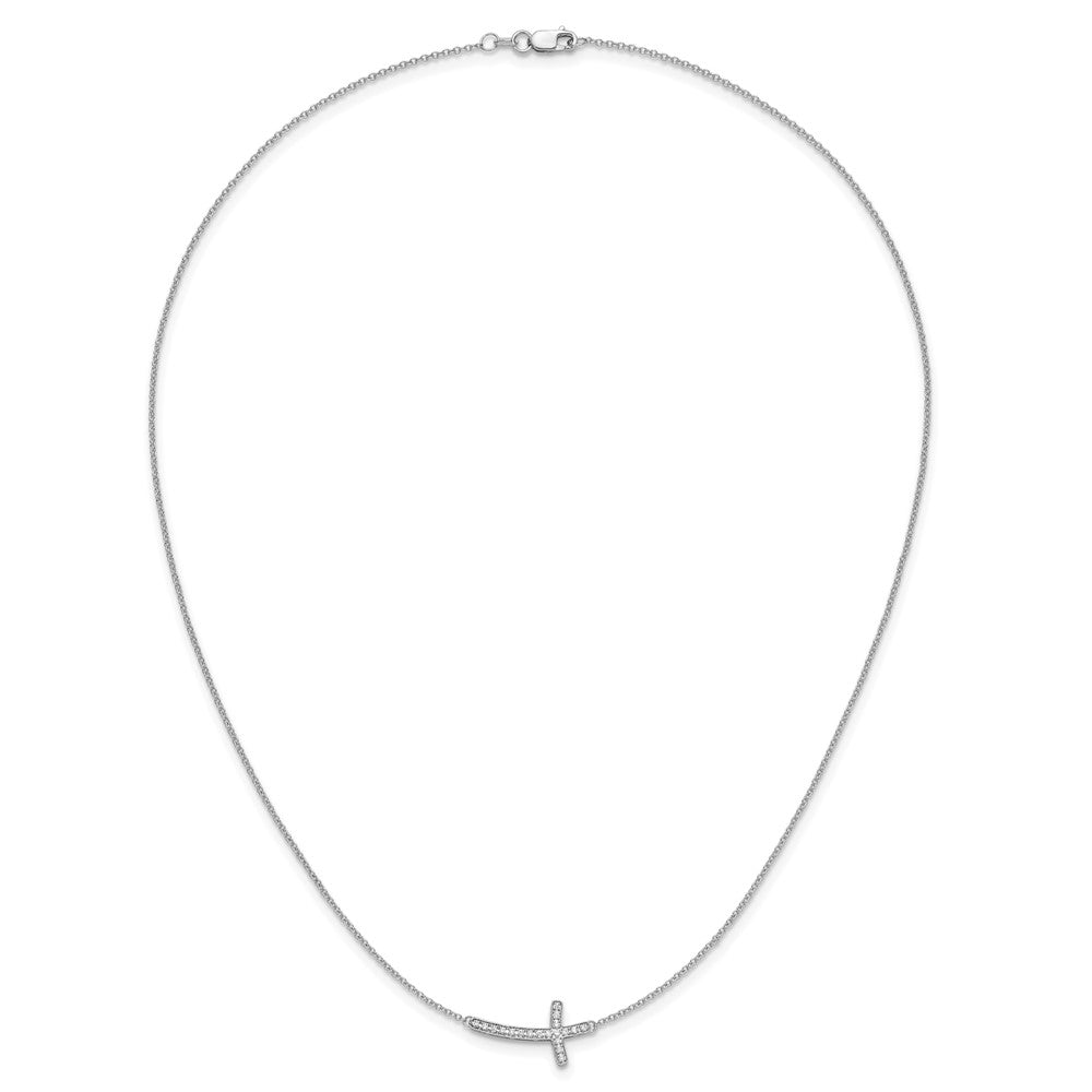 10k White Gold Diamond Sideways Cross Necklace