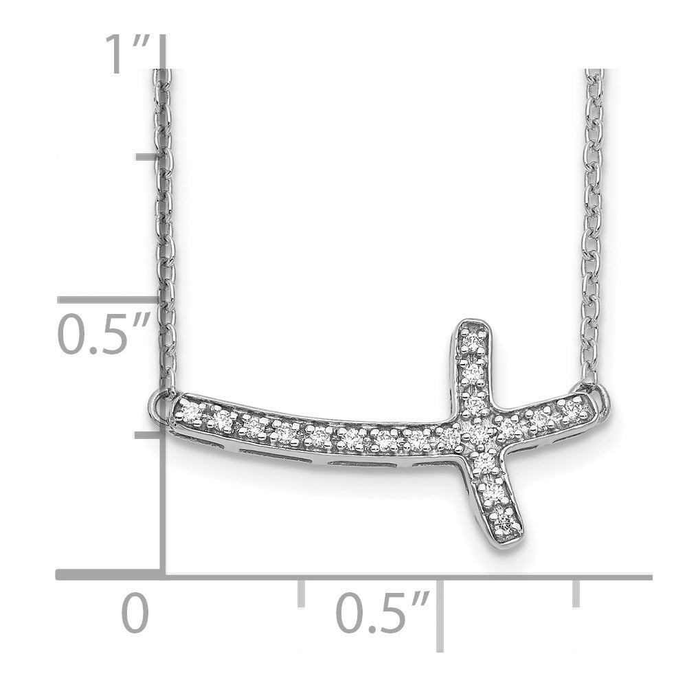 10k White Gold Diamond Sideways Cross Necklace