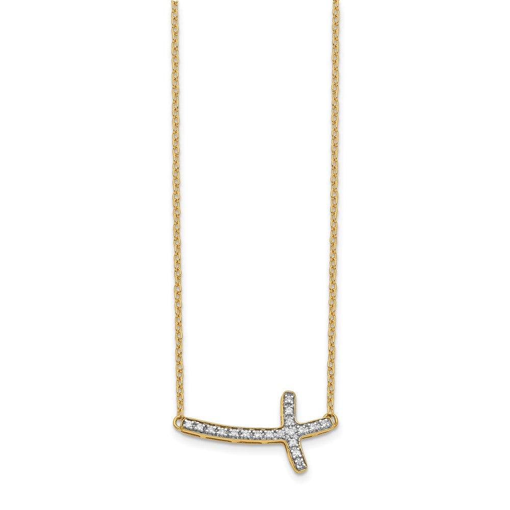 14k Diamond Sideways Cross Necklace
