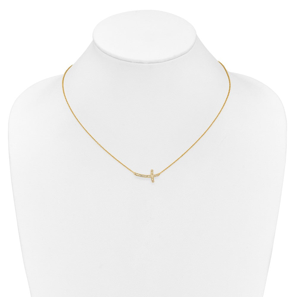 10k Diamond Sideways Cross Necklace