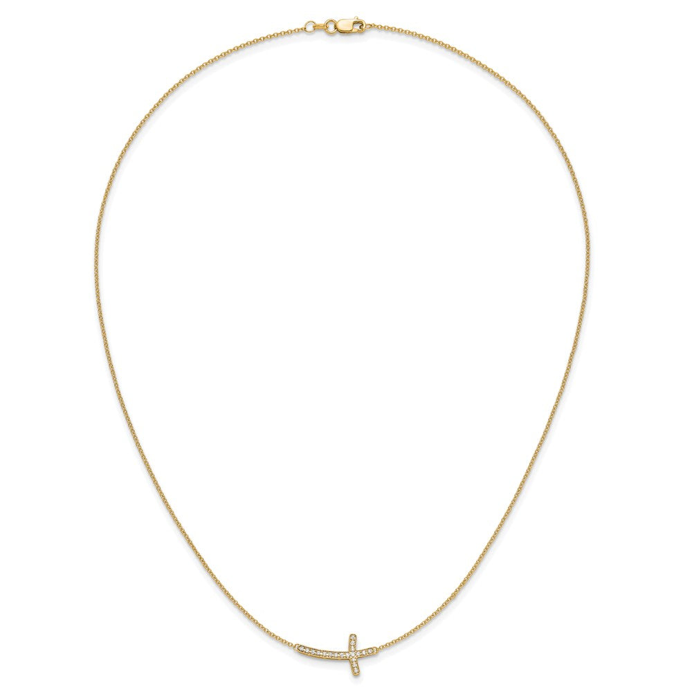 10k Diamond Sideways Cross Necklace