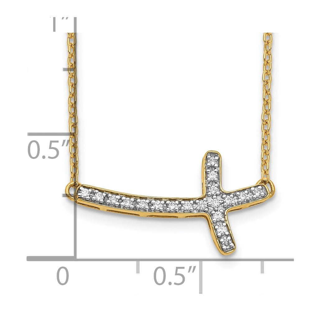 14k Diamond Sideways Cross Necklace