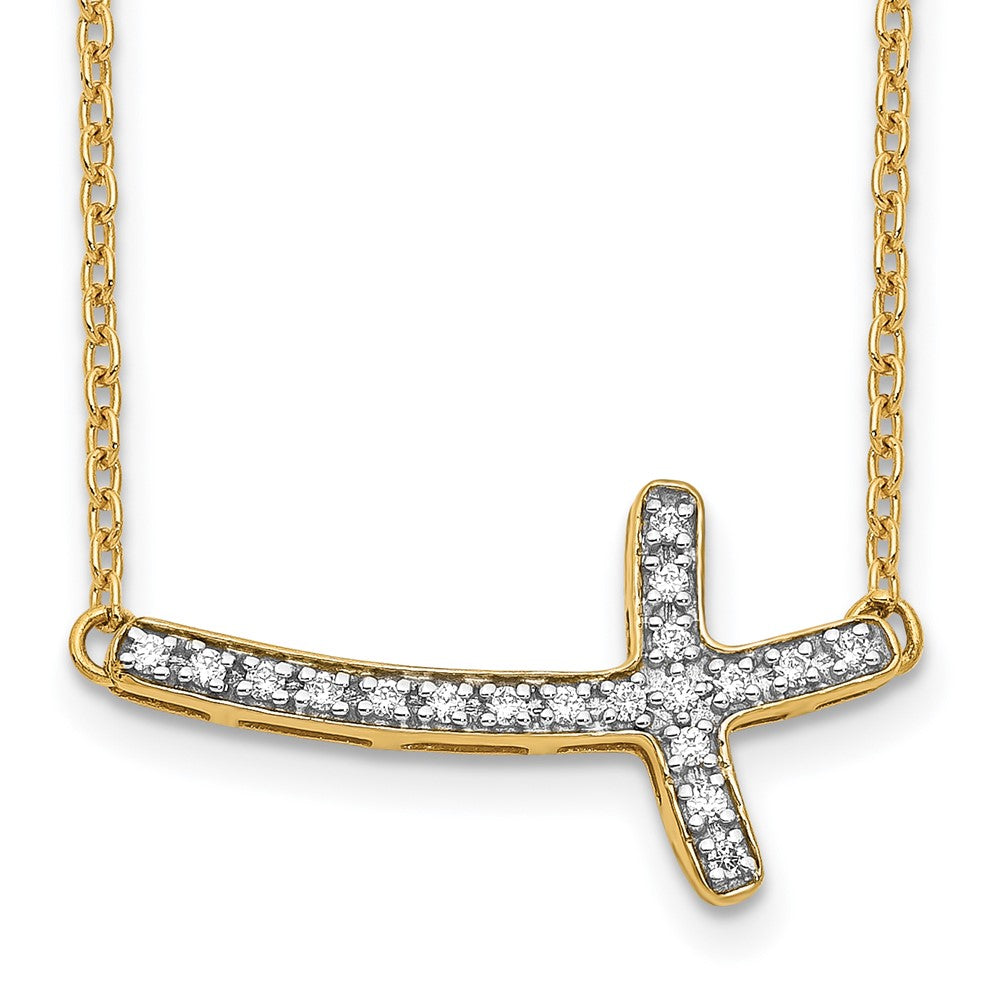 14k Diamond Sideways Cross Necklace
