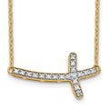 14k Diamond Sideways Cross Necklace