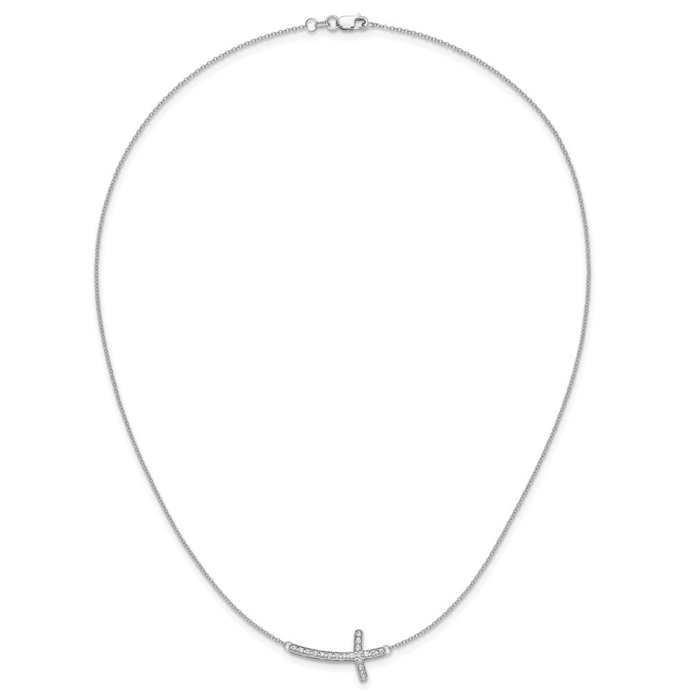 10k White Gold Diamond Sideways Cross Necklace