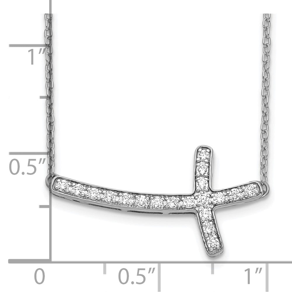 10k White Gold Diamond Sideways Cross Necklace