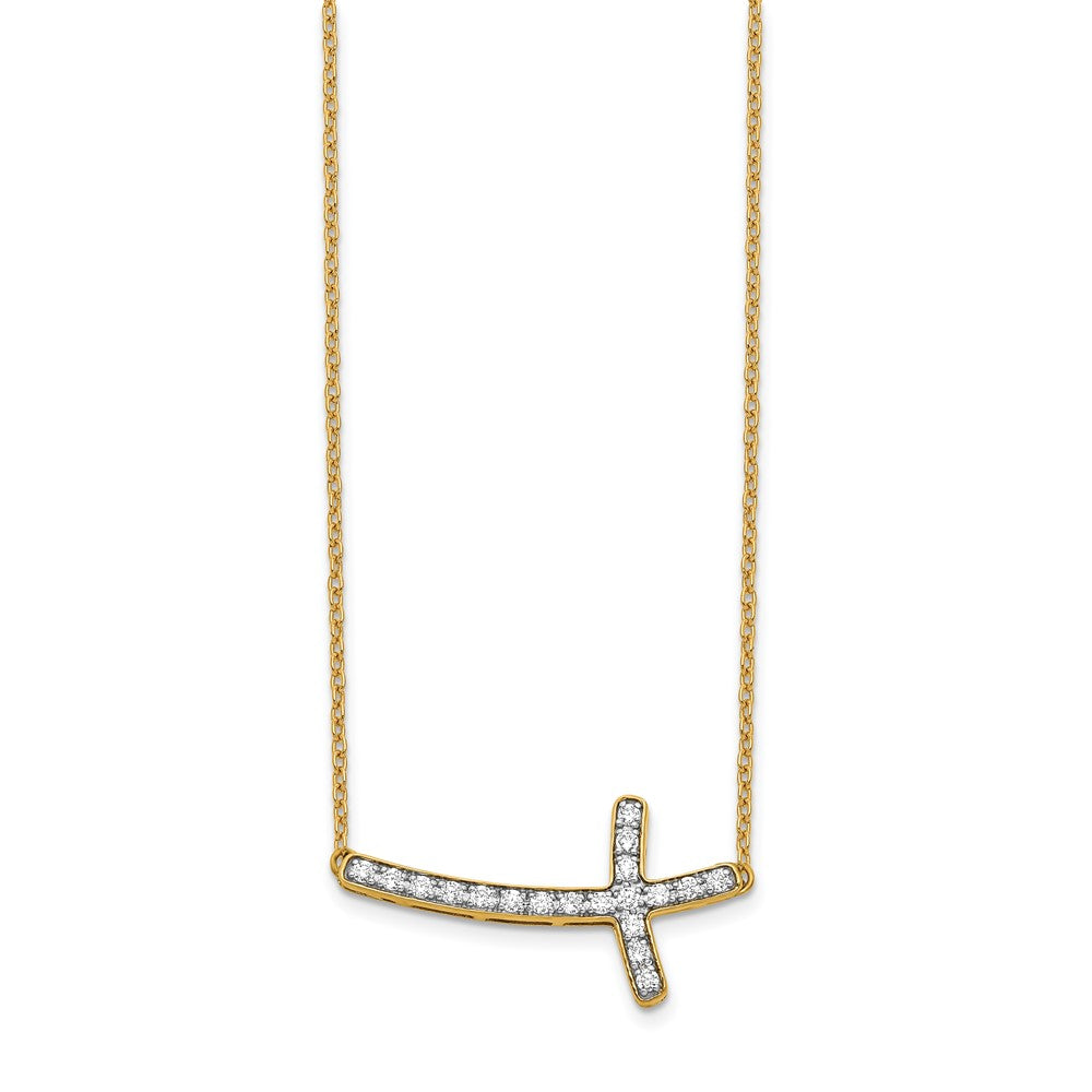 14k Diamond Sideways Cross Necklace