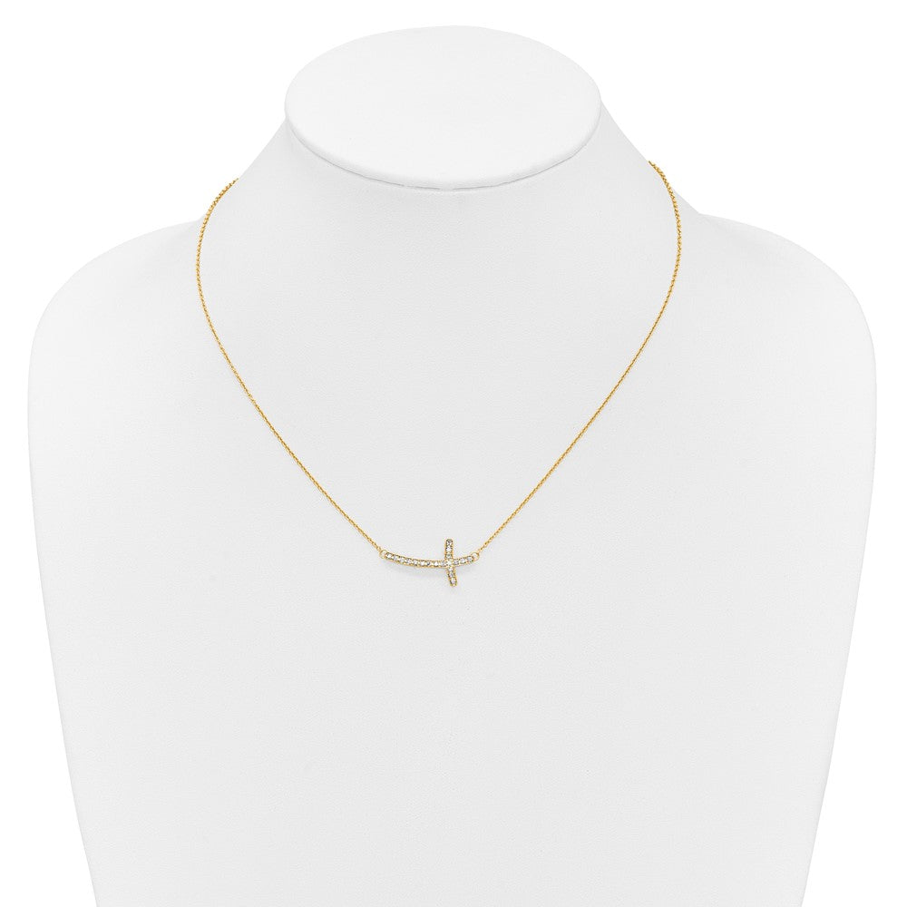 14k Diamond Sideways Cross Necklace