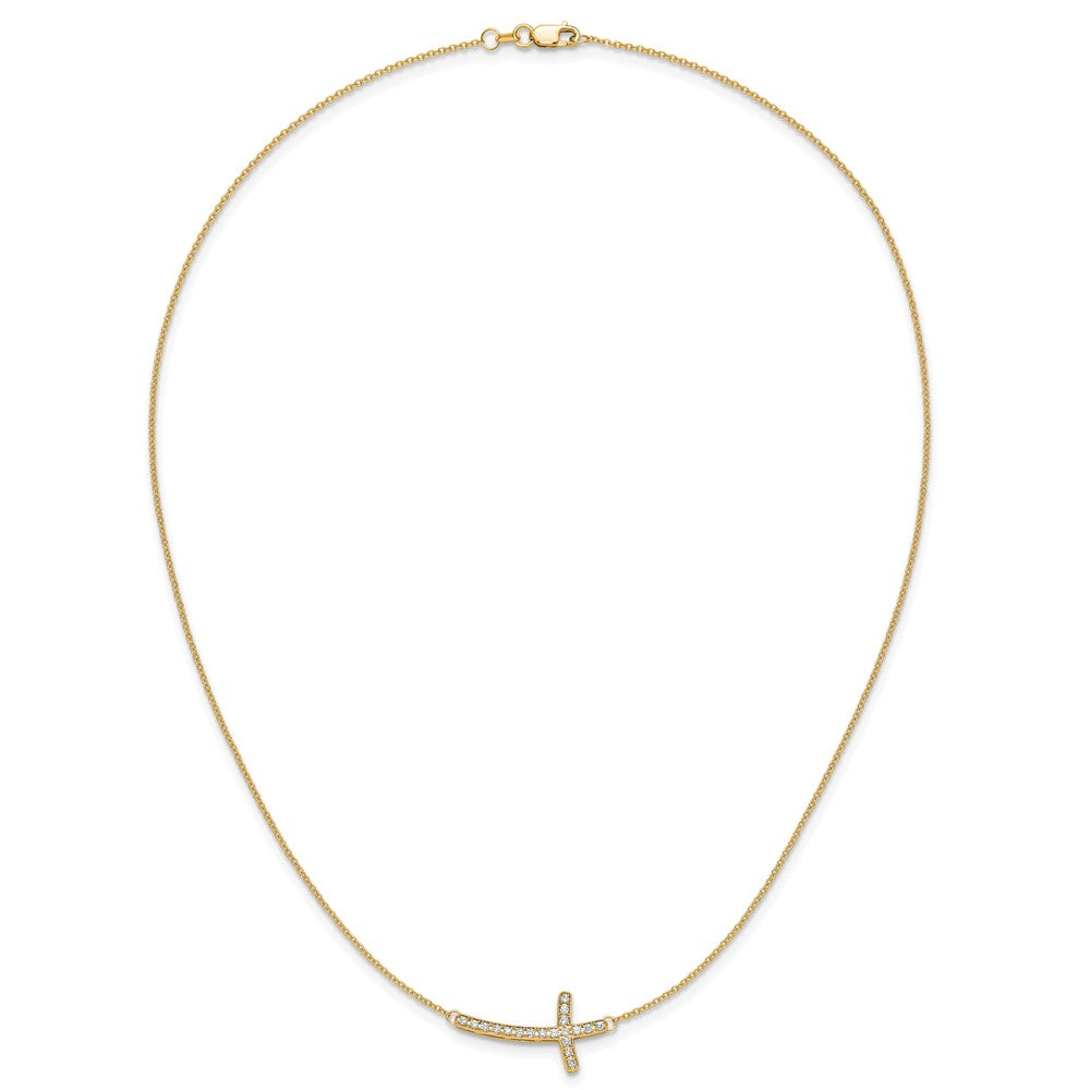 10k Diamond Sideways Cross Necklace