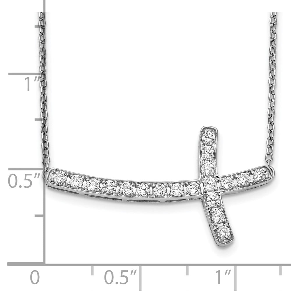 10k White Gold Diamond Sideways Cross Necklace