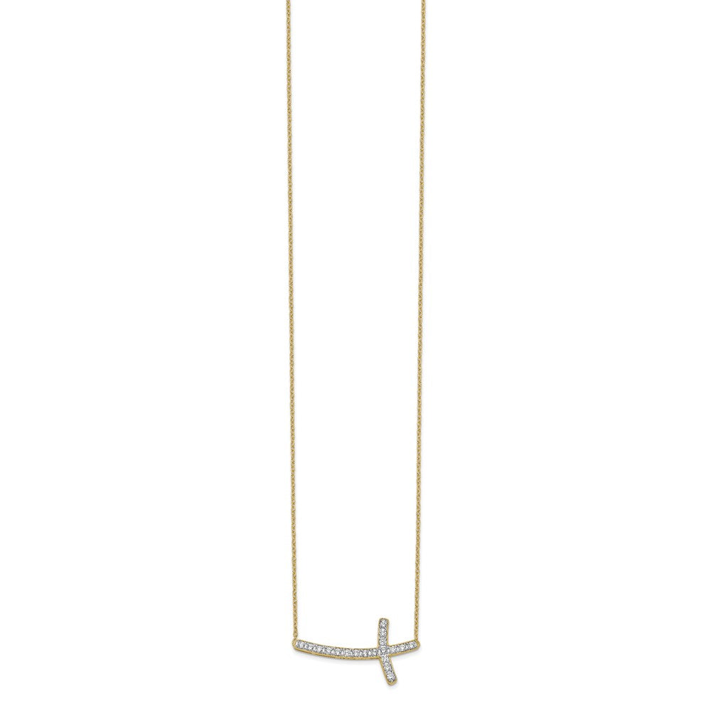 14k Diamond Sideways Cross Necklace