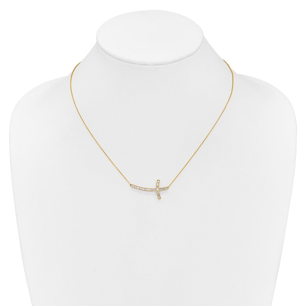 14k Diamond Sideways Cross Necklace
