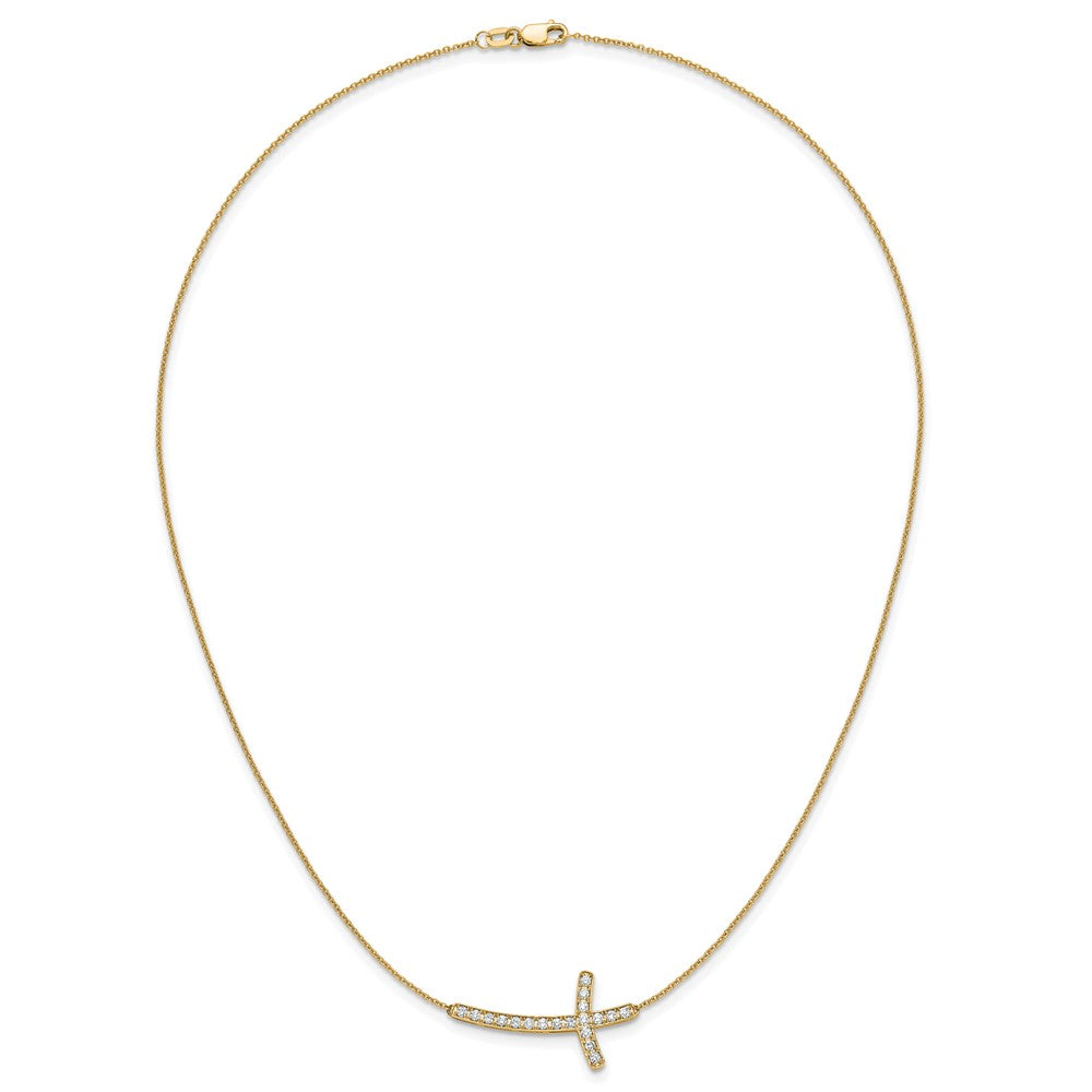 14k Diamond Sideways Cross Necklace