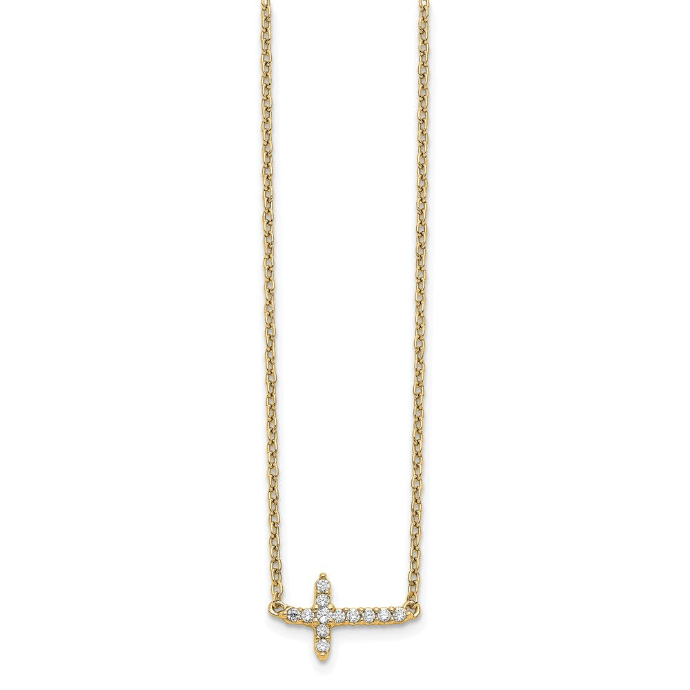 10k Diamond Sideways Cross Necklace