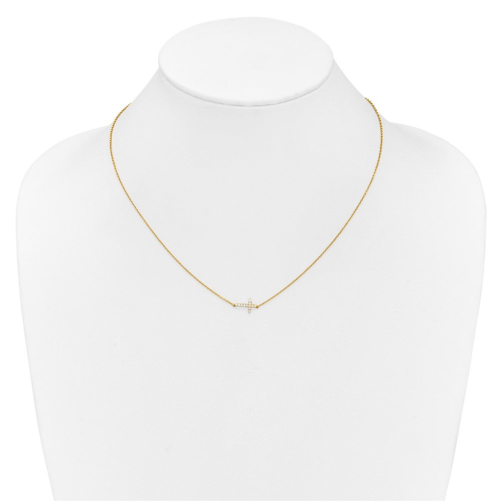 10k Diamond Sideways Cross Necklace