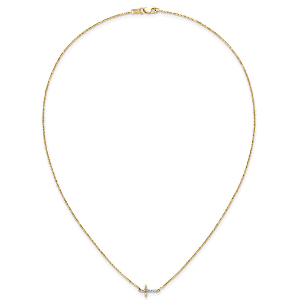10k Diamond Sideways Cross Necklace