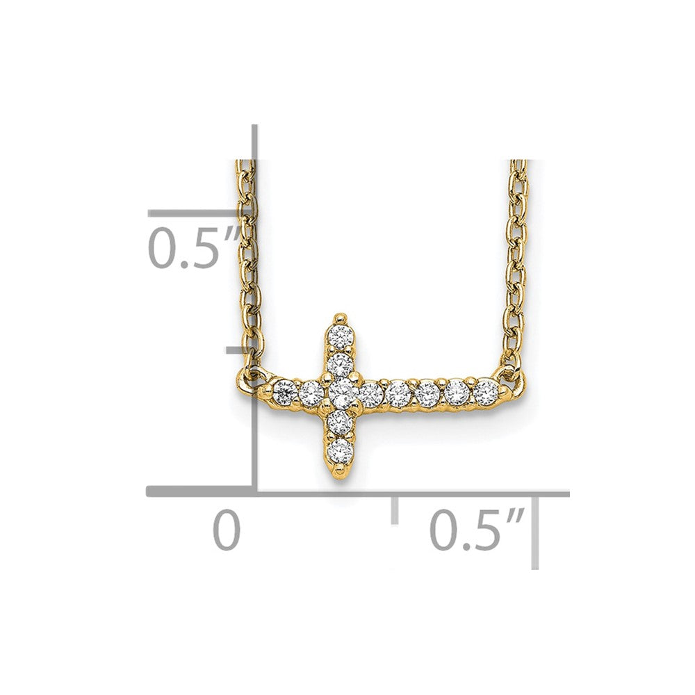 10k Diamond Sideways Cross Necklace