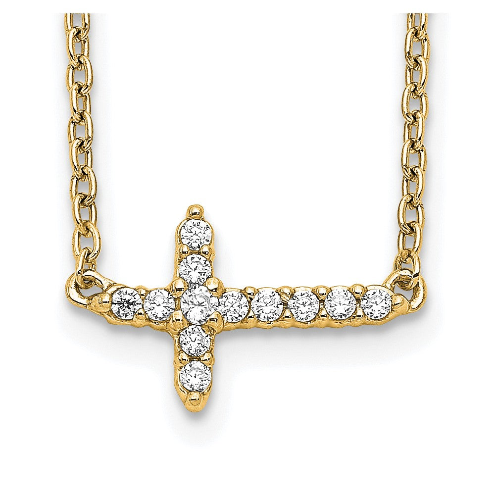 10k Diamond Sideways Cross Necklace