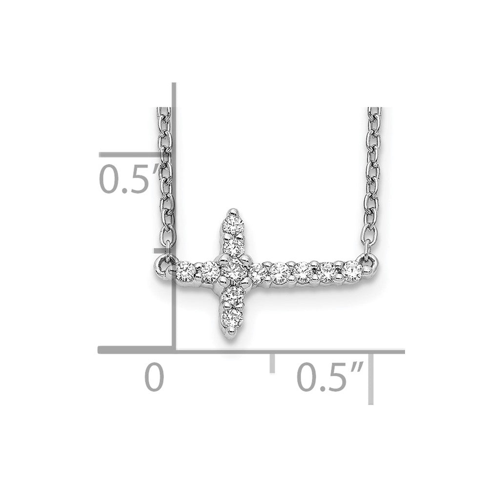 10k White Gold Diamond Sideways Cross Necklace