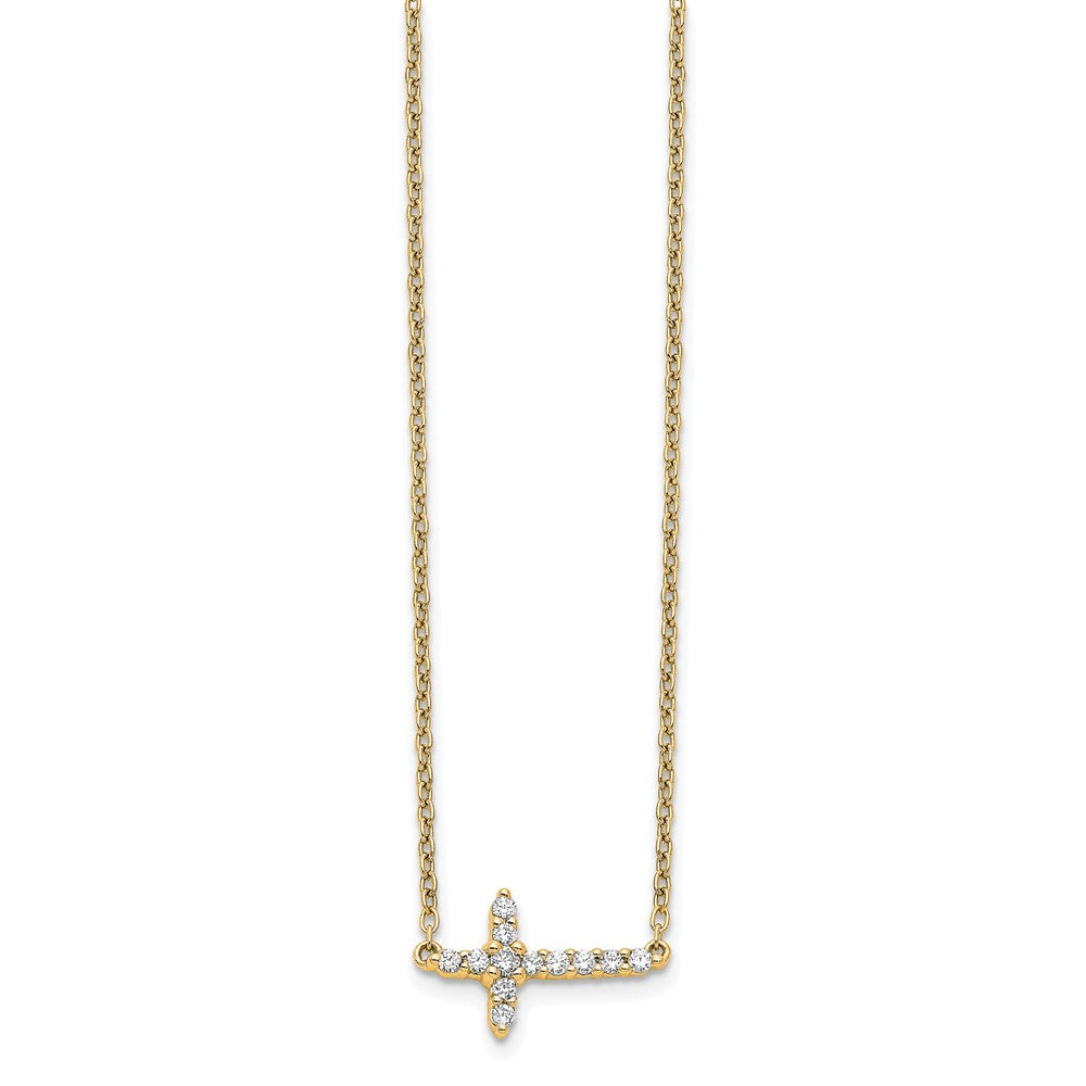 10k Diamond Sideways Cross Necklace