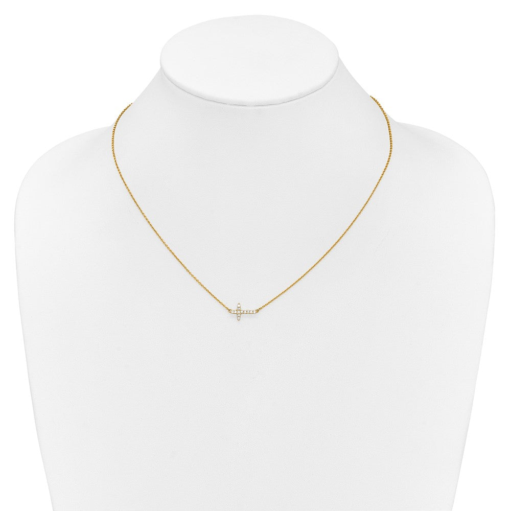 10k Diamond Sideways Cross Necklace