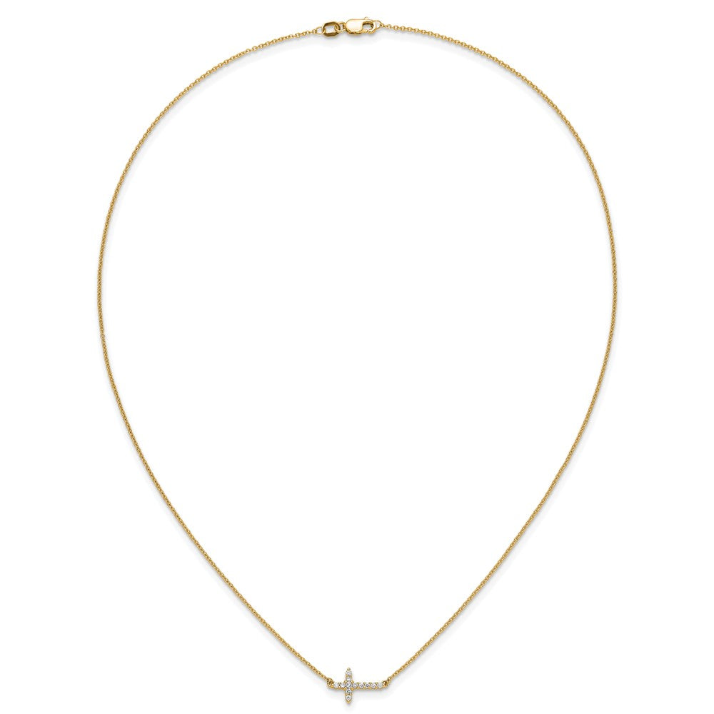 10k Diamond Sideways Cross Necklace