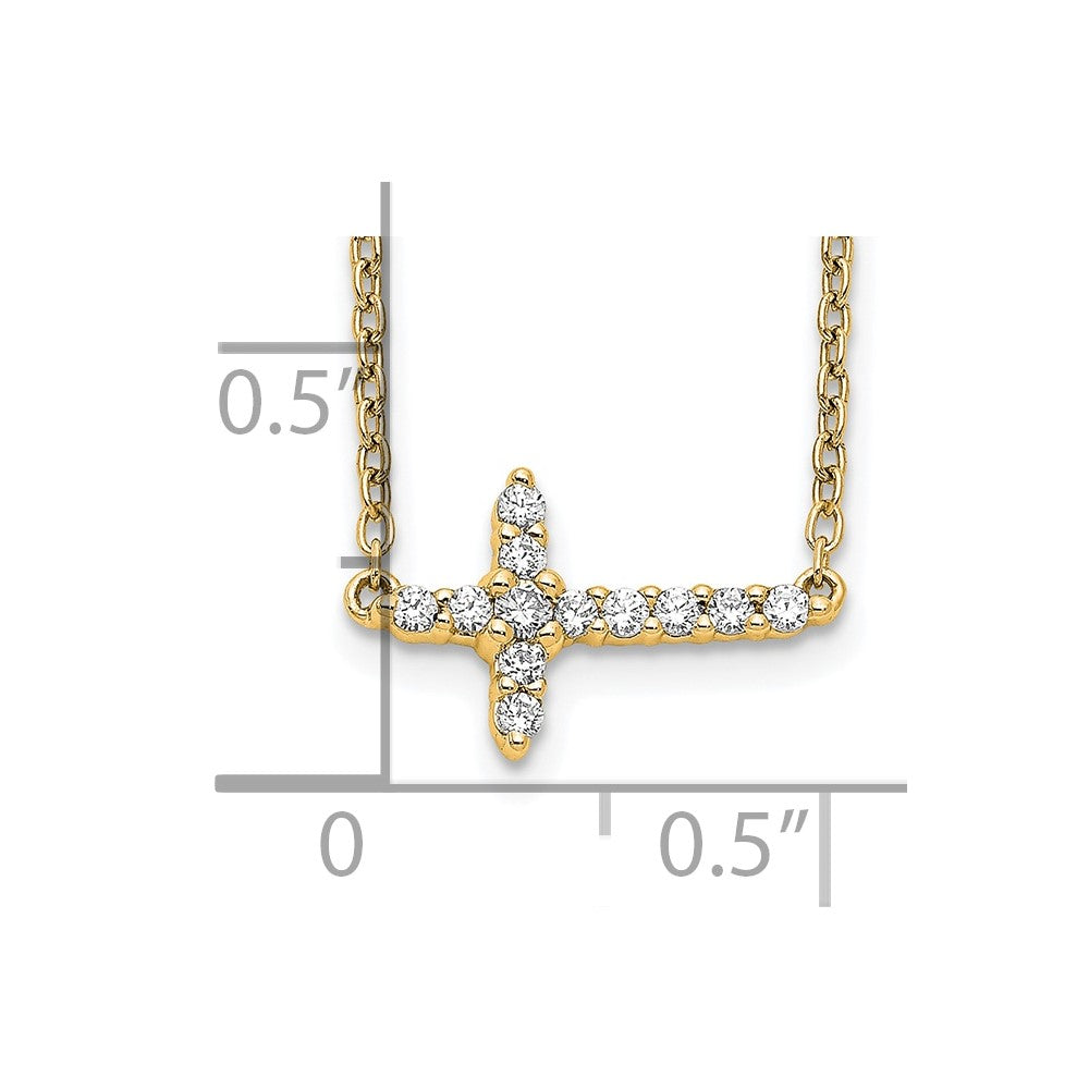 10k Diamond Sideways Cross Necklace