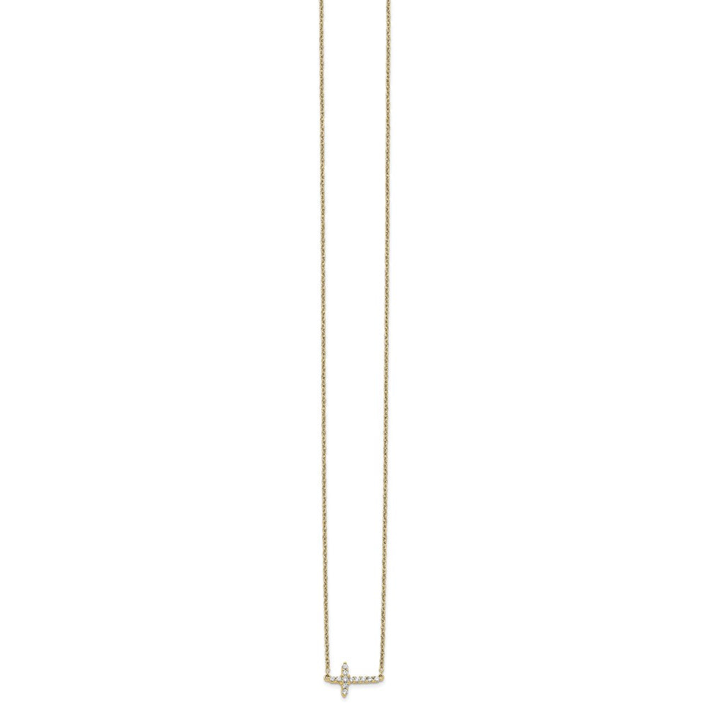 14k Diamond Sideways Cross Necklace