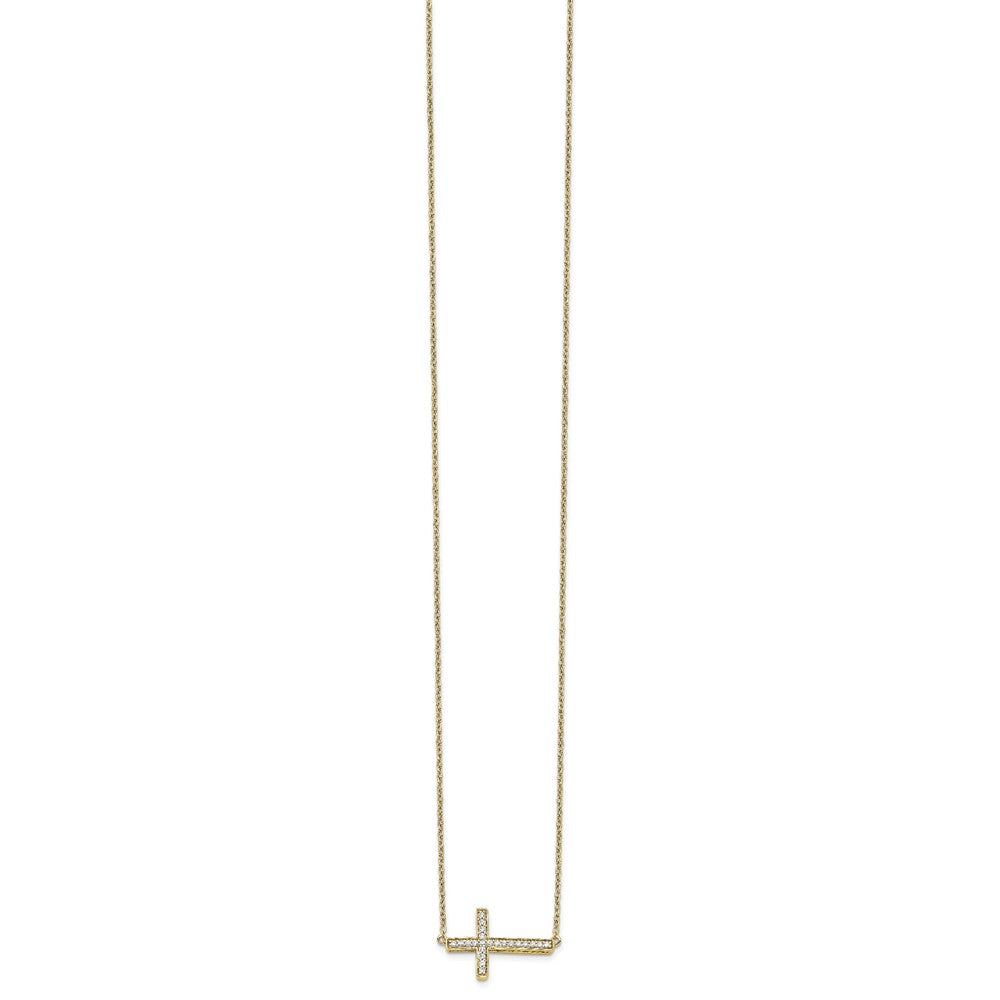 14k Diamond Sideways Cross Necklace