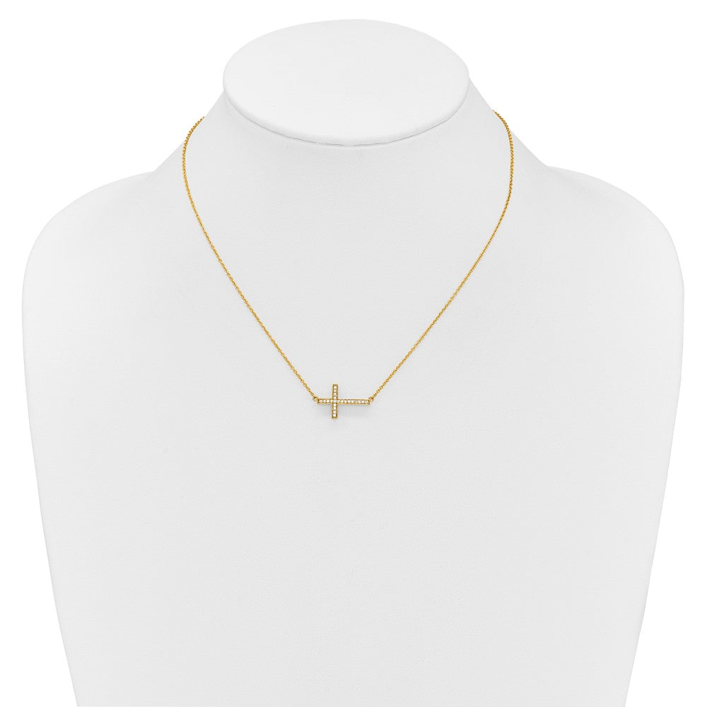14k Diamond Sideways Cross Necklace