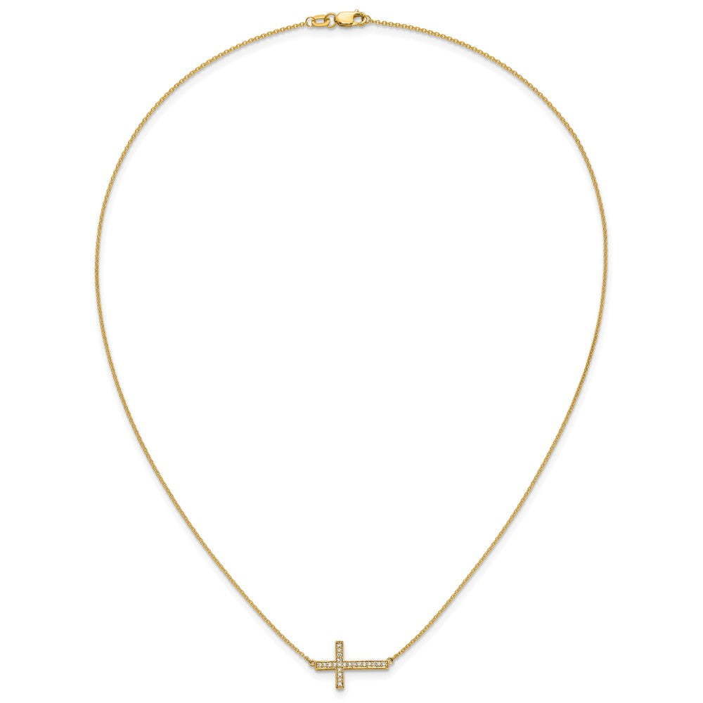14k Diamond Sideways Cross Necklace