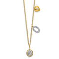 14k Diamond Two Circle and Heart 18 inch Necklace