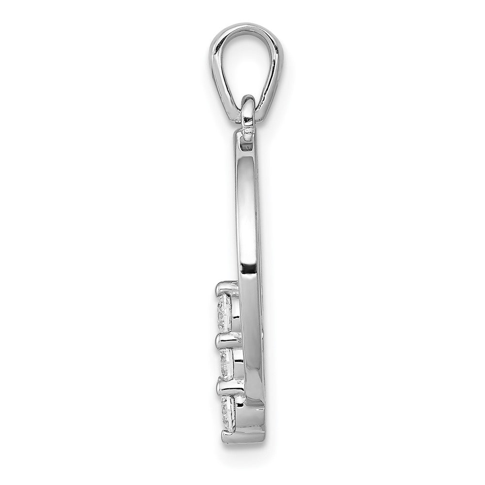 14k White Gold 2.7mm Diamond Three Stone Circle Pendant