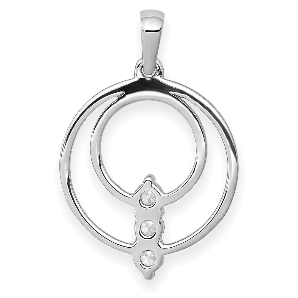 14k White Gold 2.7mm Diamond Three Stone Circle Pendant